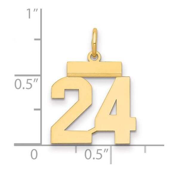 14k Yellow Gold, Athletic Collection, Small Polished Number 24 Pendant - Picture 2 of 4